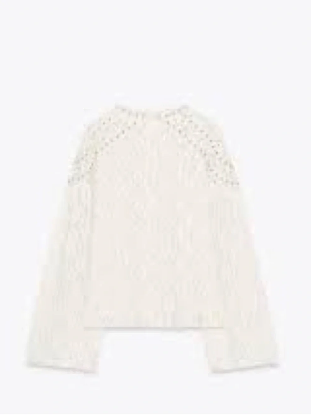 Zara Cream Lace Long-Sleeve Top with Embellished Size M NWT